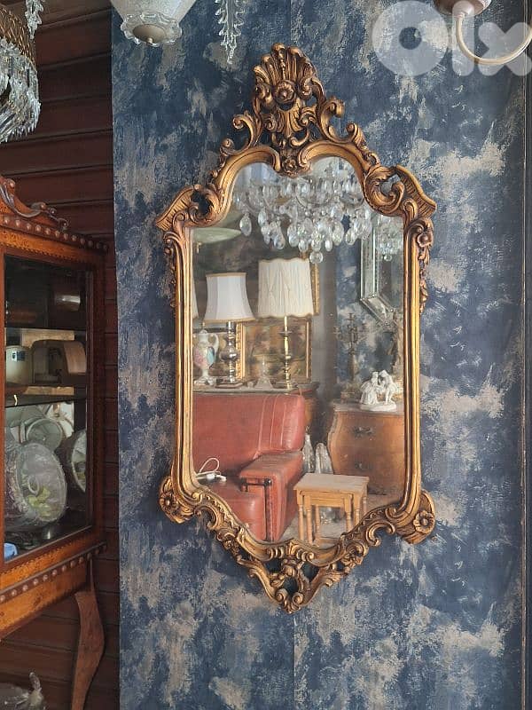 antique wooden console table and mirror 6