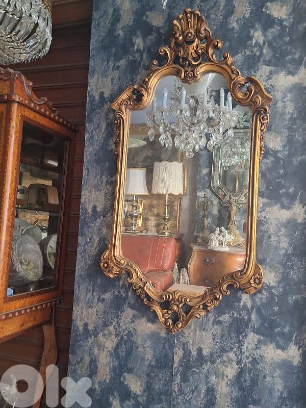 antique wooden console table and mirror 7