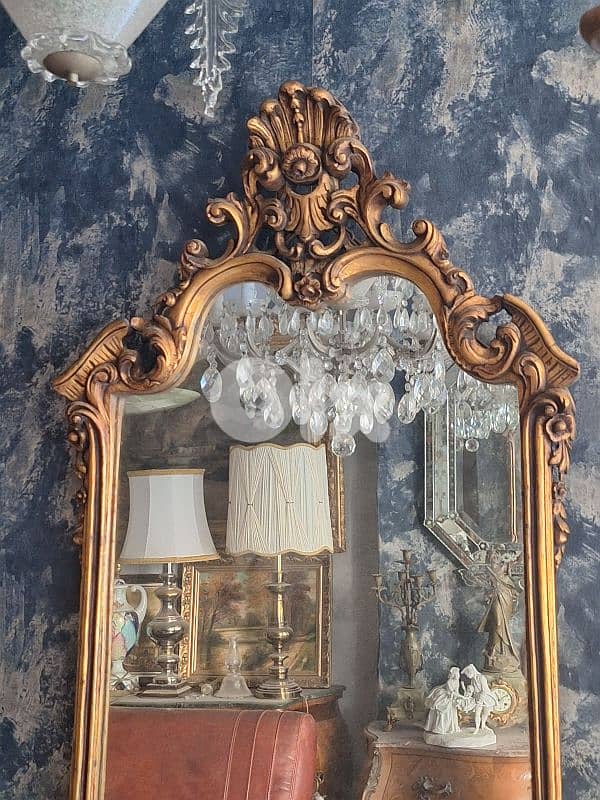antique wooden console table and mirror 8