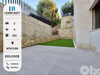 315 sqm apartment for sale in mtayleb , brand new building