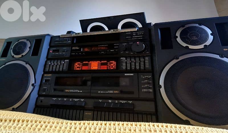 sharp stereo  with classic sound level meter Vintage since 1980 ستريو 1