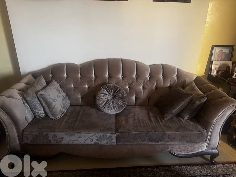 Full Salon 4 pieces with wooden glass table 2