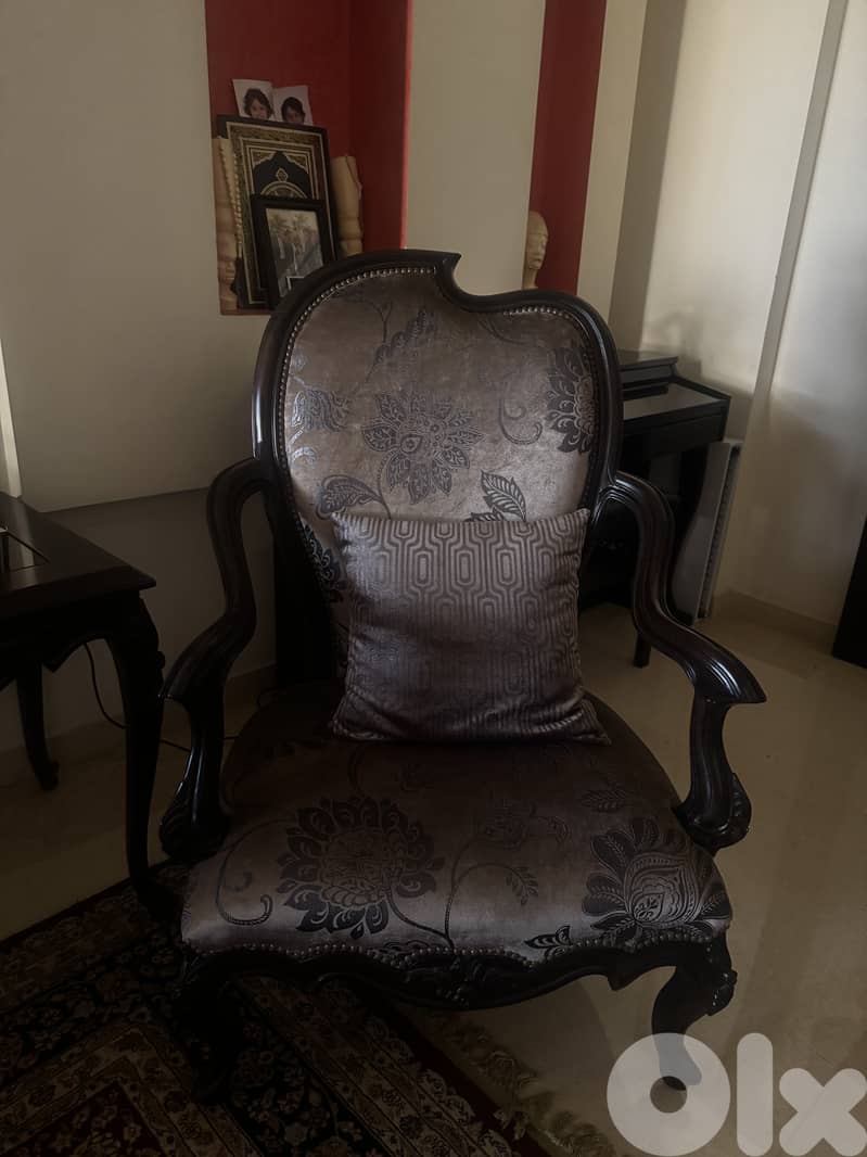 Full Salon 4 pieces with wooden glass table 3