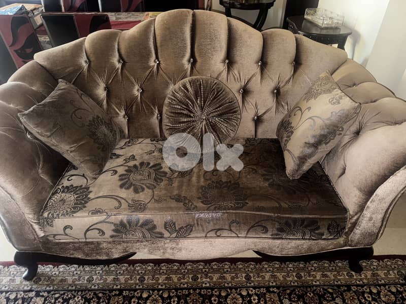 Full Salon 4 pieces with wooden glass table 5