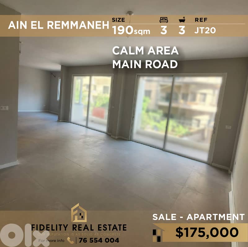 Apartment for sale in Ain El Remmaneh JT20  شقة للبيع في عين الرمانة 0