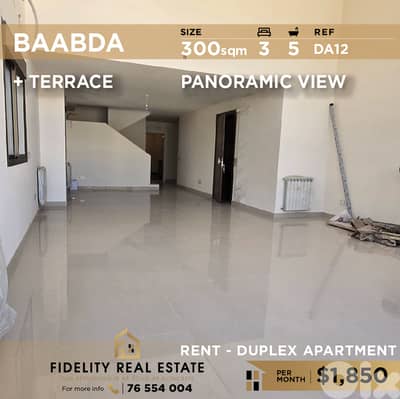 Duplex for rent in Baabda DA12 دوبلكس للإيجار في بعبدا