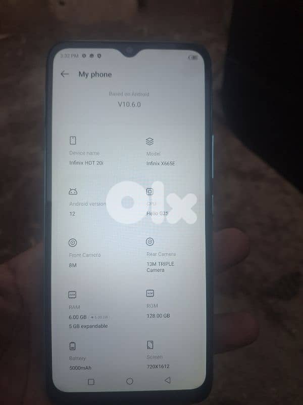 infinity hot20i 128 gaga 6+5 ram 0