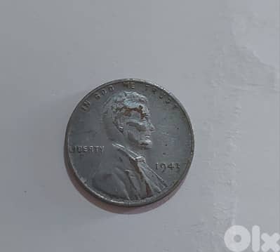 White World War II  USA  Lincolin Wheat cent coin year 1943