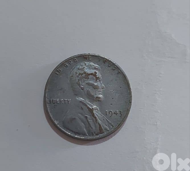 White World War II  USA  Lincolin Wheat cent coin year 1943 0