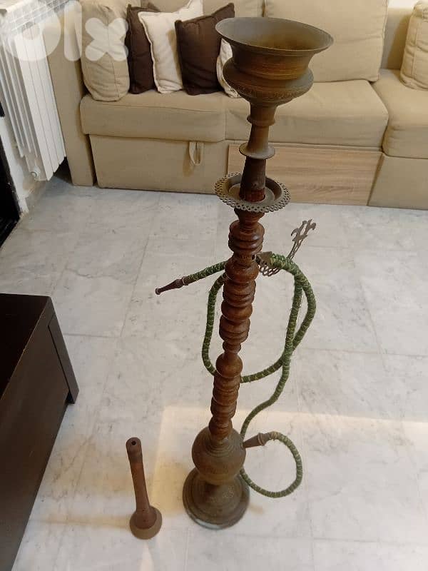 اركيلي انتيك فرنسي نحاس وخشب 0