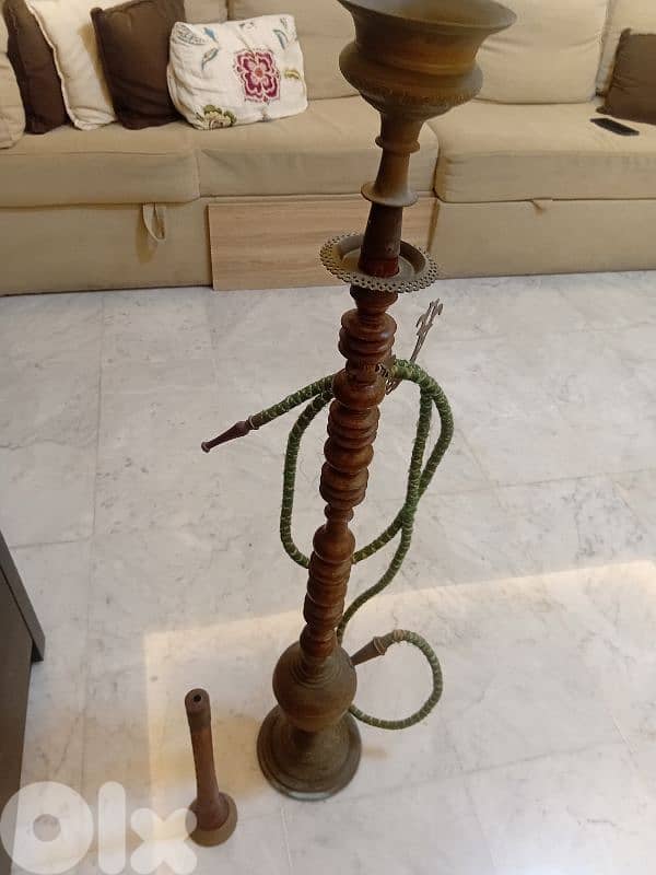 اركيلي انتيك فرنسي نحاس وخشب 1