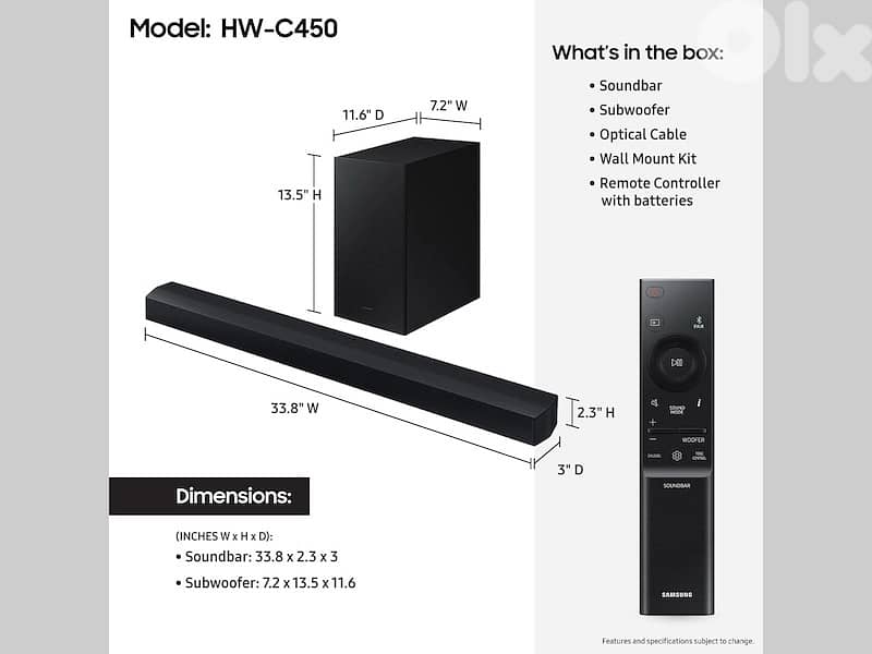 Samsung C450 2.1ch Soundbar + Subwoofer 1
