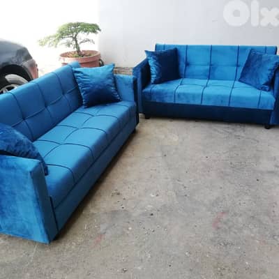 صوفات عدد٢ جديد بيفتحو تخت مع صندوق