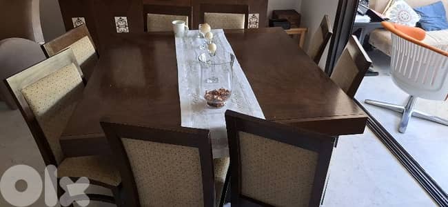 Wood dining table and chairs