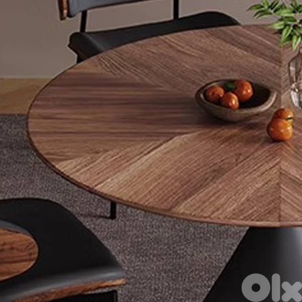 Retro round simple dining table and chair 2