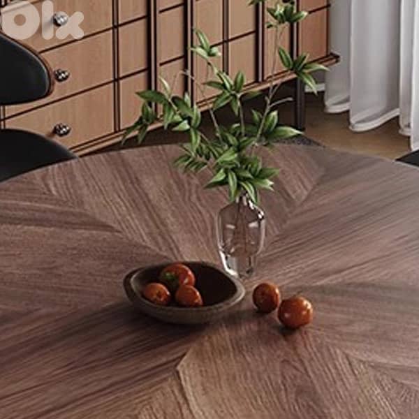 Retro round simple dining table and chair 3