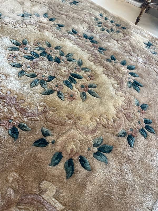 Chinese Aubusson Rug 1Soft Thick Wool Pile,Floral, Vintage 1960s 0