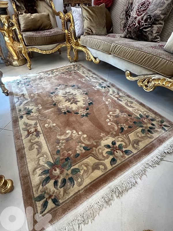 Chinese Aubusson Rug 1Soft Thick Wool Pile,Floral, Vintage 1960s 4