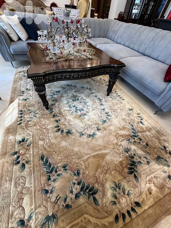 Chinese Aubusson Rug 1Soft Thick Wool Pile,Floral, Vintage 1960s 8