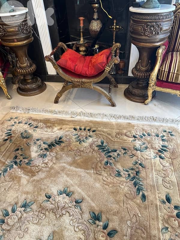 Chinese Aubusson Rug 1Soft Thick Wool Pile,Floral, Vintage 1960s 13