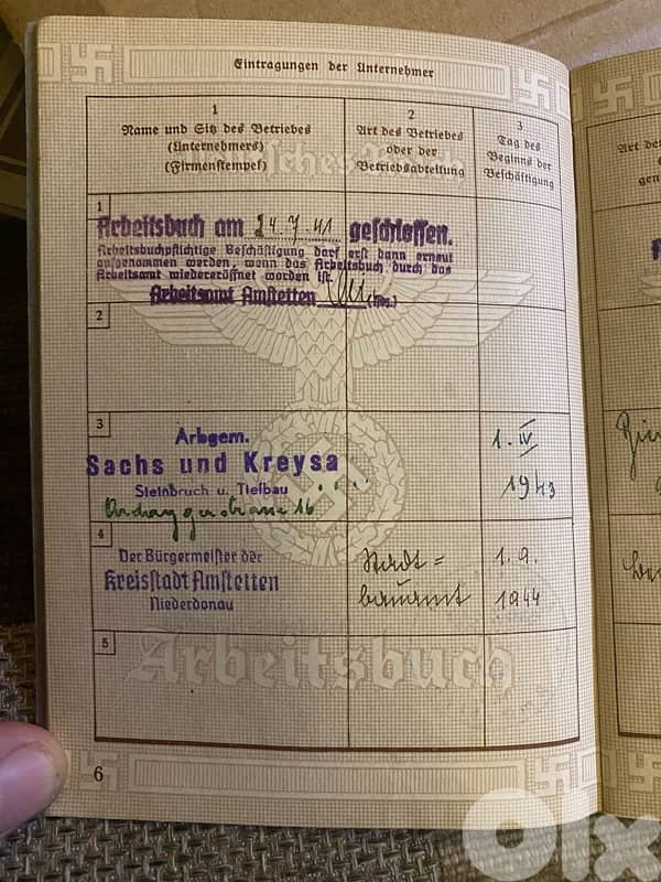 دفتر نازي كان يستخدم لعمال المانيا النارية بالحرب العالمي الثانية 5