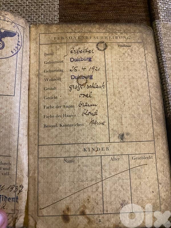 باسبور نازي الماني خدم في الحرب العالمية الثانية Nazi passport 2