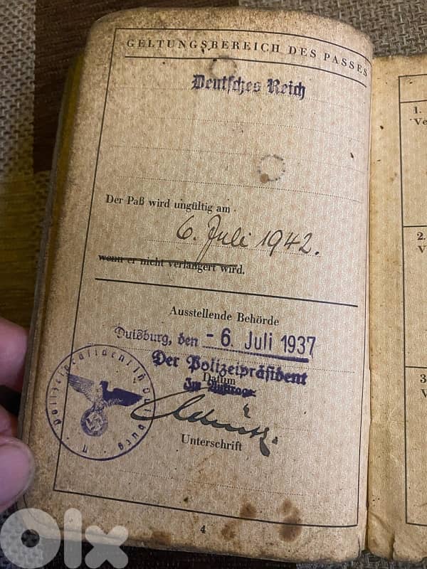 باسبور نازي الماني خدم في الحرب العالمية الثانية Nazi passport 5