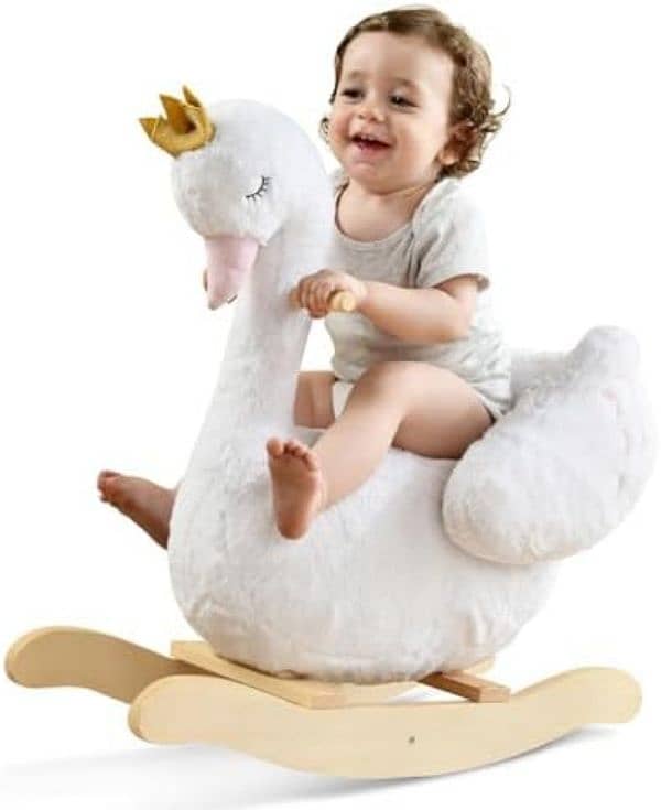 labebe kids rocking horse white swan 1