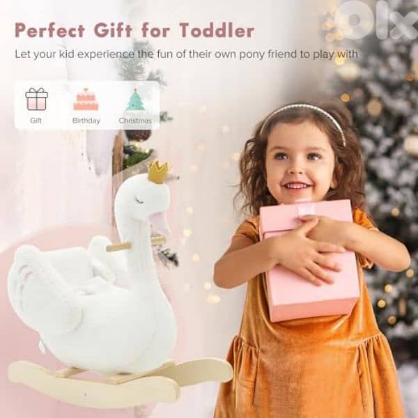 labebe kids rocking horse white swan 4