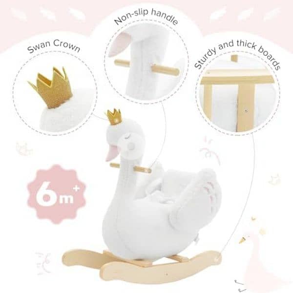 labebe kids rocking horse white swan 5