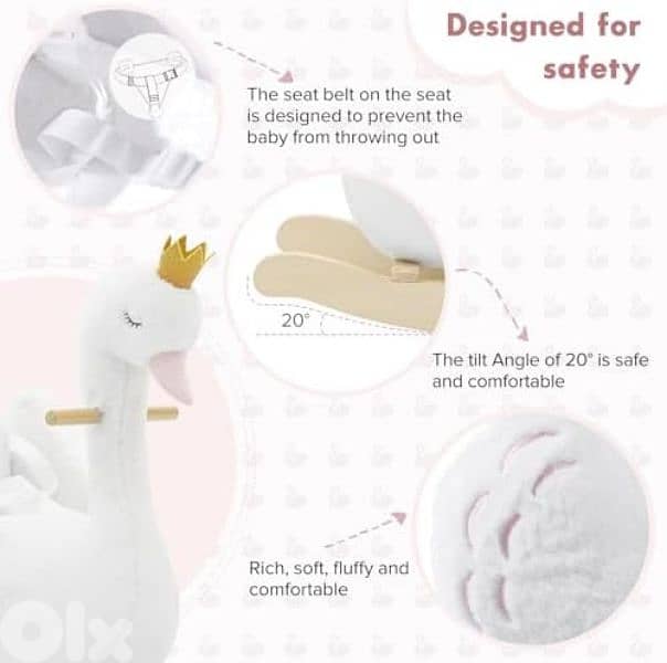 labebe kids rocking horse white swan 6