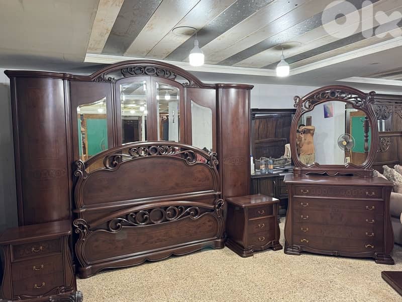 غرفه نوم رائيسه خشب لاتيه وزان صنع مصري ملبس قشرا تنباك 11