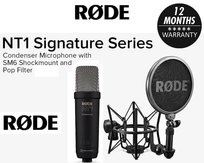 RODE NT1 Signature with SM6 Shockmount and Pop Filter - Black 0