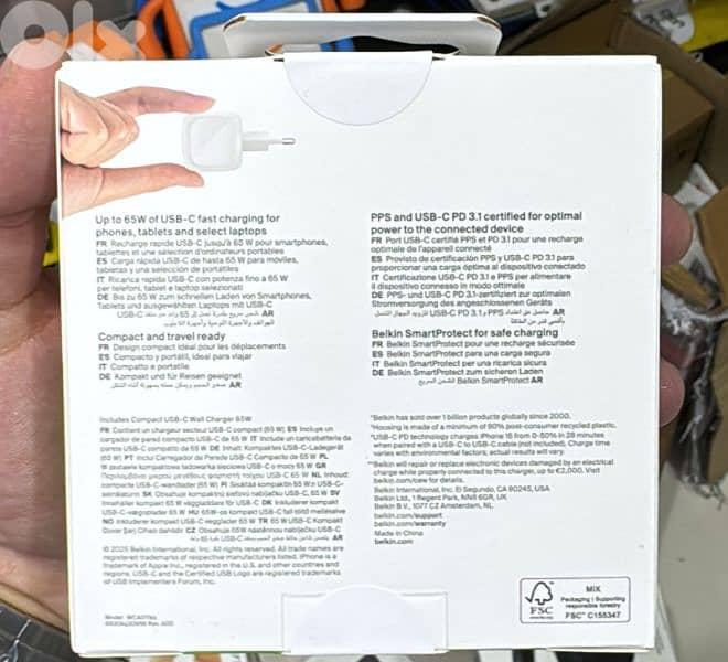 Belkin Boostcharge Compact Usb-c Wall charger 65w 2pin 1