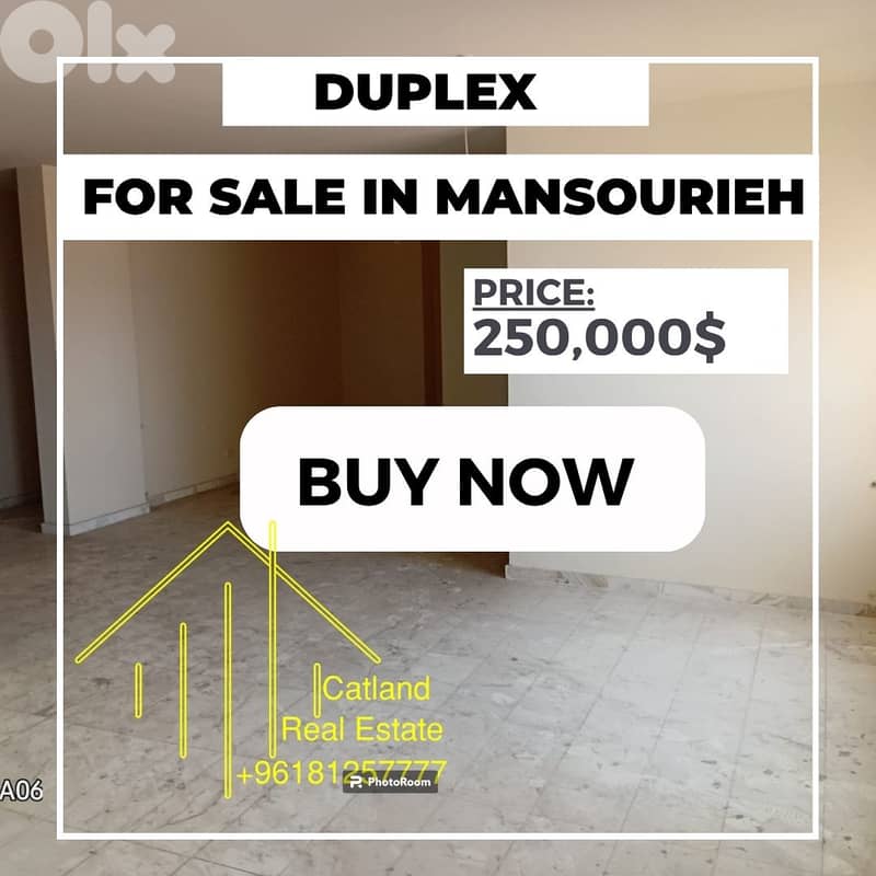 Duplex for sale in Mansourieh 270m2 only for $250K HOT DEAL!! 0