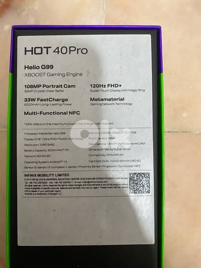infinix hot 40 pro new 256gb+12