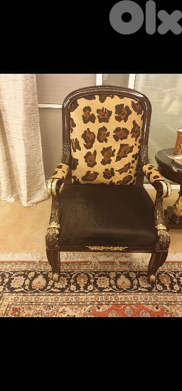 Luxurious Classic Sofa & Armchair Set – Black & Gold Finish