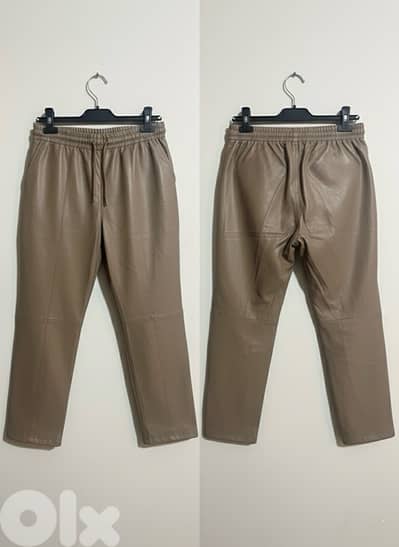 beige leather pants/new / size 40