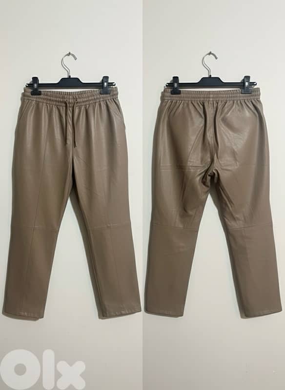 beige leather pants/new / size 40 0