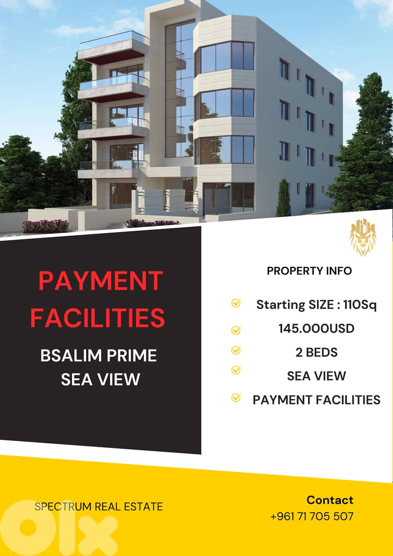 INSTALLEMENT PLAN  IN BSALIM / NABAY 2 BEDS SEA VIEW  , (BS-136) 0