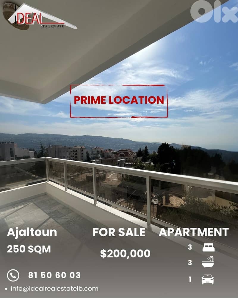 Apartment for sale in Ajaltoun شقة للبيع في عجلتون 0