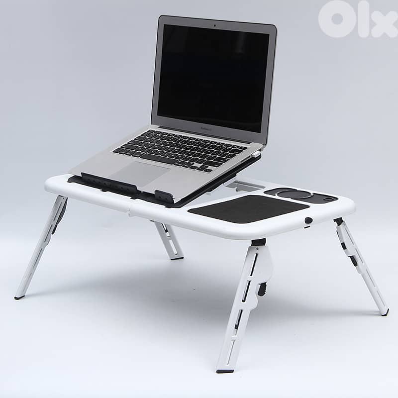 Adjustable Laptop Table with USB Fans, Built-In Tray & Mouse Pad 2