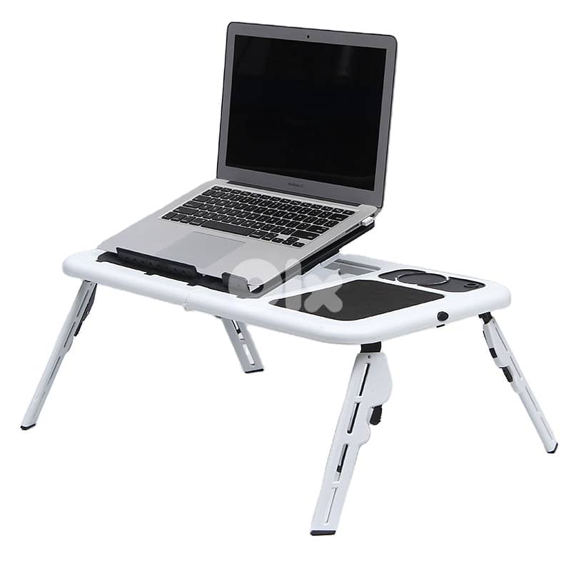 Adjustable Laptop Table with USB Fans, Built-In Tray & Mouse Pad 4