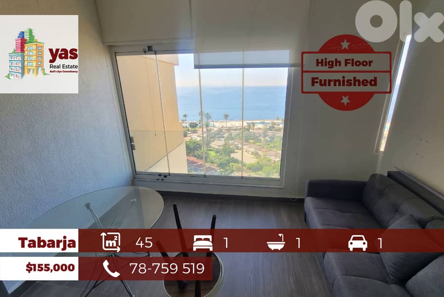 Tabarja 45m2 | Furnished Chalet | High Floor | Excellent Condiltion|OH 0