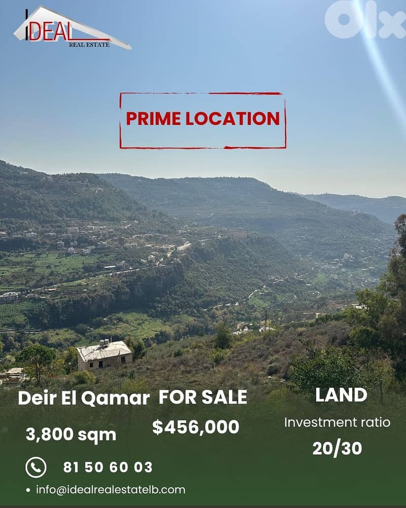 Land for sale in Deir al Qamar Chouf عقار للبيع في دير القمر الشوف 0