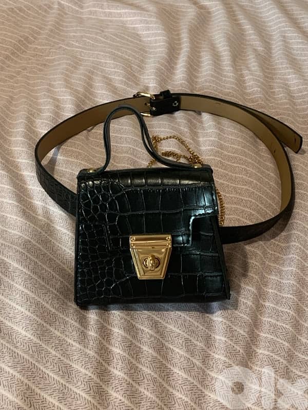 Black mini cross bag with belt 0