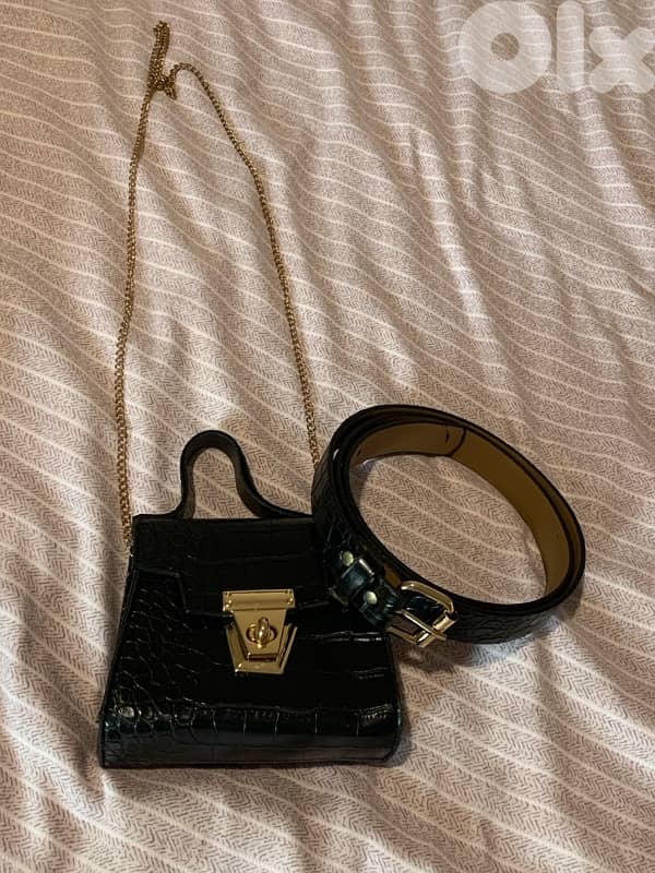 Black mini cross bag with belt 2