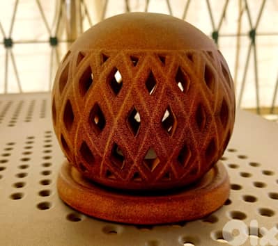 Terracotta candle lantern – openwork sphere, good condition