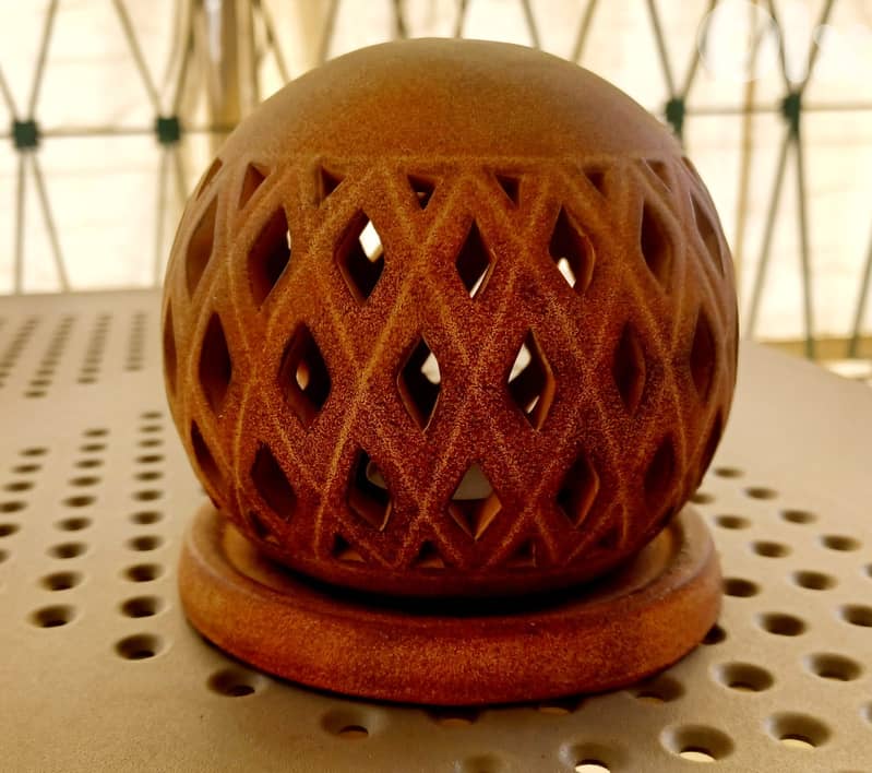 Terracotta candle lantern – openwork sphere, good condition 2