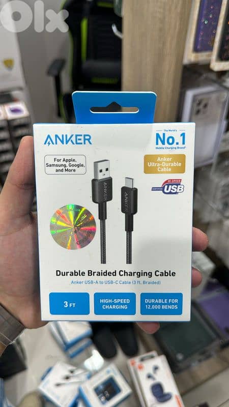 Anker usb-a to usb-c 3ft braided cable 0